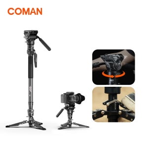 COMAN M1 PRO V5 4단 원클릭 리프팅 카본 파이버 모노포드 퀵 릴리즈 풋 락 DSLR 카메라 여행용 삼각대