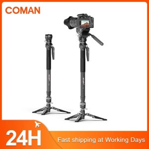 COMAN M1 카본 파이버 모노포드 삼각대 (퀵 릴리즈 플레이트 포함) DSLR 카메라 스탠드 원클릭 리프팅 여행용 경량 홀더