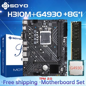 SOYO H310M DDR3 마더보드 G4930CPU 8G RAM 인텔 LGA1151 TPM2.0 컴퓨터 com 키트 Xeon PCGAME PCIE3.0*16 데스크탑 메인보드US
