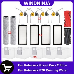 Roborock Qrevo Curv2 Flow/P20용 흐르는 물 진공 청소기 로봇 액세서리 메인 사이드 브러시 Hepa 필터 롤러 걸레 먼지 봉투