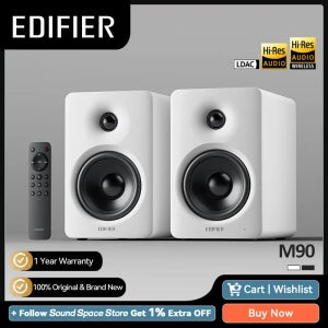 에디파이어 M90 컴팩트 디자인 바이앰프 2.0 스피커 하이 레졸루션 오디오 무선 LDAC 블루투스 V6.0 스피커 (리모컨 포함) 100W RMS
