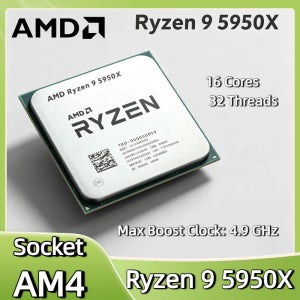 오리지널 AMD 라이젠 9 5950X 16코어 32스레드 3.4GHz 기본 속도 4.9GHz 부스트 속도 7nm AM4 64MB L3 105W 데스크탑 프로세서 트레이