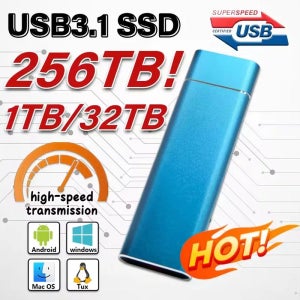 고속 미니 휴대용 SSD 256TB 1TB 2TB 고속 오리지널 SSD 대용량 저장 장치 USB3.0 컴퓨터 노트북용 외장 하드 드라이브