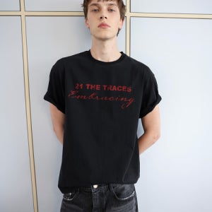[애니타임로릭] TRACE WASHED HALF T-SHIRT - BLACK TWT-BK