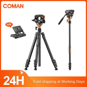 COMAN FF06S 플루이드 헤드 삼각대 비디오 카메라 지원 모노포드 (퀵 릴리즈 플레이트 포함) DJI, 캐논, 니콘, 소니 DSLR 호환