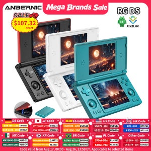 안베르닉 RG DS 휴대용 게임 콘솔 4인치 IPS 듀얼 스크린 안드로이드 4000mAh 플립 비디오 게임 플레이어, RixelHK Wifi 스트리밍 지원