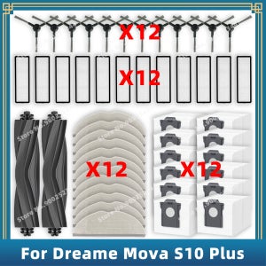 호환 ( Dreame Mova S10 Plus / Trouver S10 Plus ) 교체 부품 메인 사이드 브러시 헤파 필터 걸레 천, 먼지 봉투, 소모품 액세서리