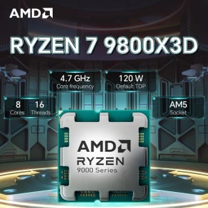 AMD Ryzen 7 9800X3D 4.7GHz 8코어 16스레드 새 DDR5 L3=96M 프로세서 120W R7 9800X3D 소켓 AM5 4NM(팬 없음)