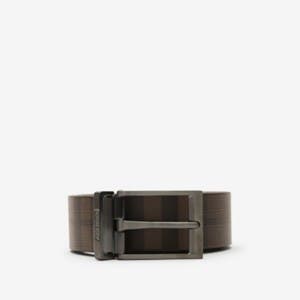 Burberry 리버시블 체크 벨트 , 크기: 100, 다크 브라운