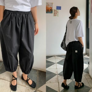 [기획세일10%]젠투리 펌킨 핀턱 패치 밴딩 배기팬츠