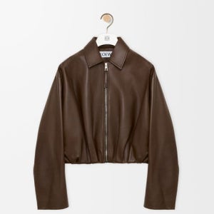 로에베 여성 나파양모 재킷 비대칭 드레이프 디자인 S359Y34LCK 자켓 나파 램스킨 Draped jacket in nappa lambskin Chocolate 158180938