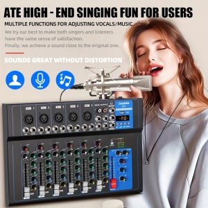 7채널 프로페셔널 믹싱 콘솔, DJ 믹서, 금속 케이스, 48V 팬텀 파워, 채널 이퀄라이저, 채널 이펙트 리턴, 소규모 공연, 휴일 파티, 결혼식에 적합