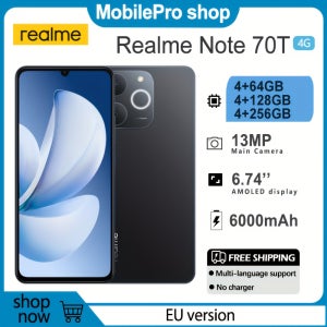 리얼미 노트 70T 4G 스마트폰 4+64GB/4+128GB/4+256GB, 6.74인치 화면, 15, 6000mAh 배터리, 13MP 카메라, UNISOC T7250 프로세서,