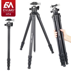 EVUMO 알루미늄 경량 여행용 삼각대, 파노라마 볼헤드 포함, DSLR 캠코더, 캐논, 니콘, 소니 카메라, MaxLoad 33.1lbs, HT4