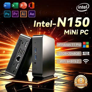 미니 PC 인텔 N150 윈도우 11 프로 휴대용 게이밍 PC 16GB 32GB 램 1TB 2TB SSD 미니 PC 컴퓨터 사무용 게이머용 Wifi6 BT5.2 데스크탑