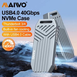 MAIWO USB4 40Gbps 쿨링팬 내장 8TB PCIe4.0 NVME 알루미늄 인클로저, 맥 미니 및 아이맥용 썬더볼트 3/4 호환