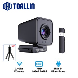 TOALLIN 무선 웹캠 1080P PC 카메라, 마이크 포함, TikTok/YoTube 스트리밍 영상 통화용 2.4Ghz 무선 웹 카메라