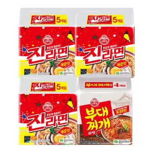 오뚜기 진라면 5입 x 3개 + 부대찌개라면 4입