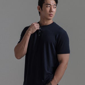 (L-5XL)클라다보 헨리넥 반팔티[ROG 빅사이즈 스판#댄디룩 #옆트임 #여름반팔코디]