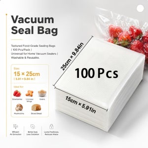 진공 밀봉 백 100개, 주방 정리 및 보관용, 식품 보관 및 진공 조리용, 냉동 및 냉장용, 디너 파티, 파티, 모임용, 휴대가 간편함