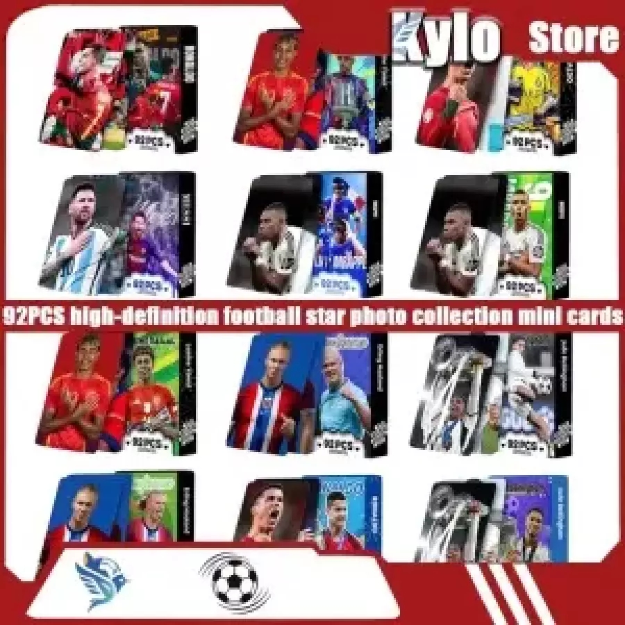 92PCS 축구 스타 카드 메시 호날두 Mbapp Haaland Jude Bellingham LaCardmine Yamal 미니 컬렉션 팬 lomo