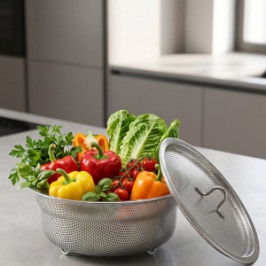 [에이엠티] AMT 드라잉 타공 바스켓 24cm (바디+커버) - 그레이