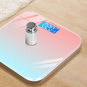 그라디언트 컬러 디지털 체중계, 측정 테이프 헤드밴드, LCD 디스플레이, 스마트 체중계, USB 충전, 욕실 체중 감량 체중계