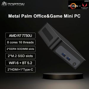 탑톤 메탈 팜 게이밍 미니 PC AMD 라이젠 7 7730U 5825U 5800U R5 7530U NUC 미니 컴퓨터 NVMe DDR4 윈도우 11 WiFi6 BT5.2
