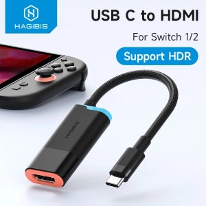 하기비스 TV 독 4K@60Hz USB C to HDMI 암 케이블 휴대용 여행용 TV 독 어댑터 디스플레이 케이블 100W PD (스위치 2/OLED용)