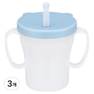 에디슨 베이비 흘림방지 빨대컵  블루  3개  200ml