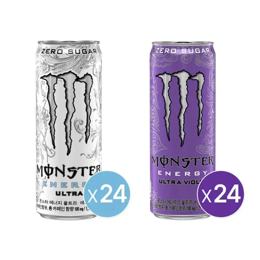 몬스터 에너지 울트라 355ml 캔 24개+몬스터 에너지 바이올렛 355 캔 24개 (47,660원) (무료)