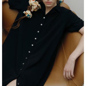 [디온즈] ILK LOOSEFIT V-NECK SHIRT DRESS [BLACK] FID4XX00026