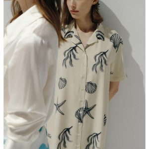 [디온즈] ILK LOOSEFIT V-NECK SHIRT DRESS [SEASHELL] FID4XX00028