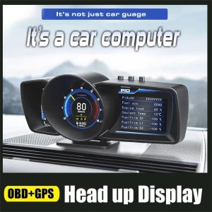 자동차 HUD 다기능 대시 보드 헤드 업 디스플레이 obd2 + gps 스마트 속도계 듀얼 스크린 물 및 오일 rpm 자동 게이지 경보 시스템