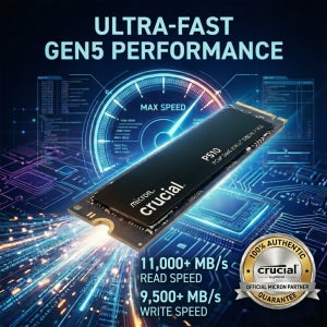 Crucial P510 SSD 1TB PCIe 5.0 NVMe M.2 2280 Gen5 x4 11000MB/s 데스크탑 노트북 게이밍 PC용 내장 하드 드라이브 정품 OEM