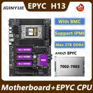 JGINYUE H13 DIY EPYC AMD 마더보드 세트 AMD EPYC 7002/7003 시리즈 CPU 8*DDR4 RAM 지원 IPMI 듀얼 2.5G 네트워크 BMC 모듈