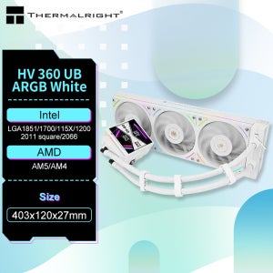 써멀라이트 하이퍼 비전 360 UB ARGB 통합 수냉 라디에이터, 3.95 인치 마그네틱 LCD 디스플레이, 통합 선풍기, 480x480VGA