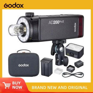 Godox 200W AD200PROII AD200PRO II TTL HSS 2.4G 무선 카메라 포켓 플래시 니콘 캐논 소니 후지 올림푸스 호환