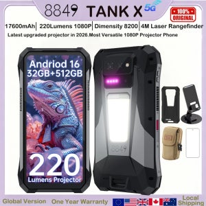 8849 Tank X 유니허츠 220 루멘 1080P 프로젝터 러기드 스마트폰 안드로이드16 17600mAh 512G 디멘시티 8200 NFC 나이트 버전 2026