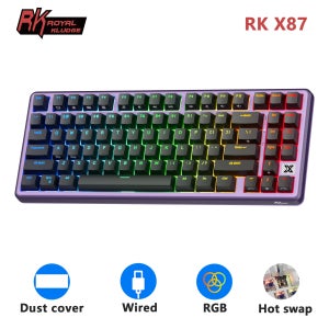 RK Royal Kludge X87 가스켓 영어 기계식 키보드 80% 86키 PBT 키캡 RGB 백라이트 핫스왑 가능 게이머 키보드 커스터마이징