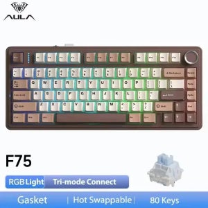 AULA F75 무선 기계식 키보드 Bluetooth5.0 2.4G 유선 가스켓 핫 스왑 가능 RGB PBT 키캡 75% 레이아웃 게임용 키보드