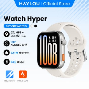 헤이루 워치 하이퍼 스마트워치 1.97인치 AMOLED 디스플레이, 듀얼밴드 GPS, 나침반, 오프라인 지도, 메시지 답장, 스마트워치 5ATM 지원