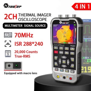 TOOLTOP TH201 2CH 오실로스코프 열화상 카메라 ISR 288*240(매크로 렌즈 포함) 20000 카운트 멀티미터 자동차 PCB 회로 테스트
