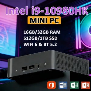 2026 인텔 코어 i9 10980HK 휴대용 i9 미니 PC 컴퓨터 윈도우 11 32GB 1TB 게이밍 컴퓨터 WiFi 6 USB 휴대용 미니 데스크탑 PC