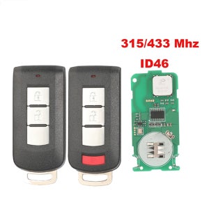 Jingyuqin 원격 제어 자동차 키 ID46 PCF7952 315/433MHz Mitsubishi Lancer Outlander Galant Keyless Go OUC644M-