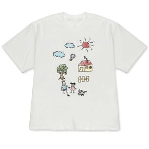 반팔 티셔츠 화이트 반팔 티셔츠, 만화 수제화 손그림 패턴, 100% 면, 릴랙스드 핏, 라운드 넥 티, 통기성 및 세탁기 사용 가능, 사계절 활용도 높은 캐주얼 의류용 상의,