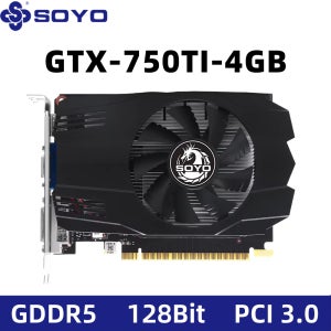 SOYO NVIDIA GeForce GTX 750Ti 4GB DDR5 128bit PCIe3.0x16 게이밍 비디오 카드 28NM CUDA PC 게임 DVI HDMI VGA 컴퓨터