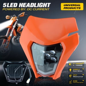 Powerzone 오토바이 LED 헤드 라이트 플레이트 KTM EXC XC SX MX XC 125 250 300 450 Supermoto Enduro 범용 먼지 자전거 헤드 라이트