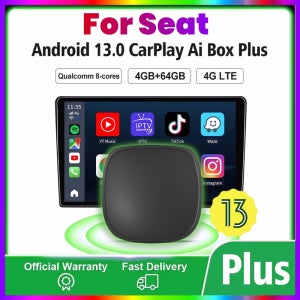 유튜브 넷플릭스용 스마트 AI 박스, 안드로이드 13 카플레이, 4G + 64G, GPS, 4G, LTE, 와이파이, 시트 이비자, 아로나, 레온, 아테카, 타라코, 스마트 두글
