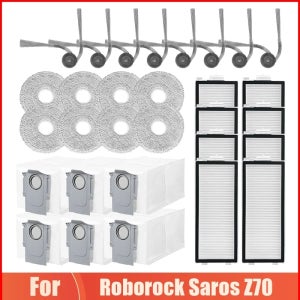 적합 (Roborock Saros Z70) 로봇 청소기 교체 예비 부품 메인 사이드 브러시 Hepa 필터 걸레 천 먼지 봉투 액세서리